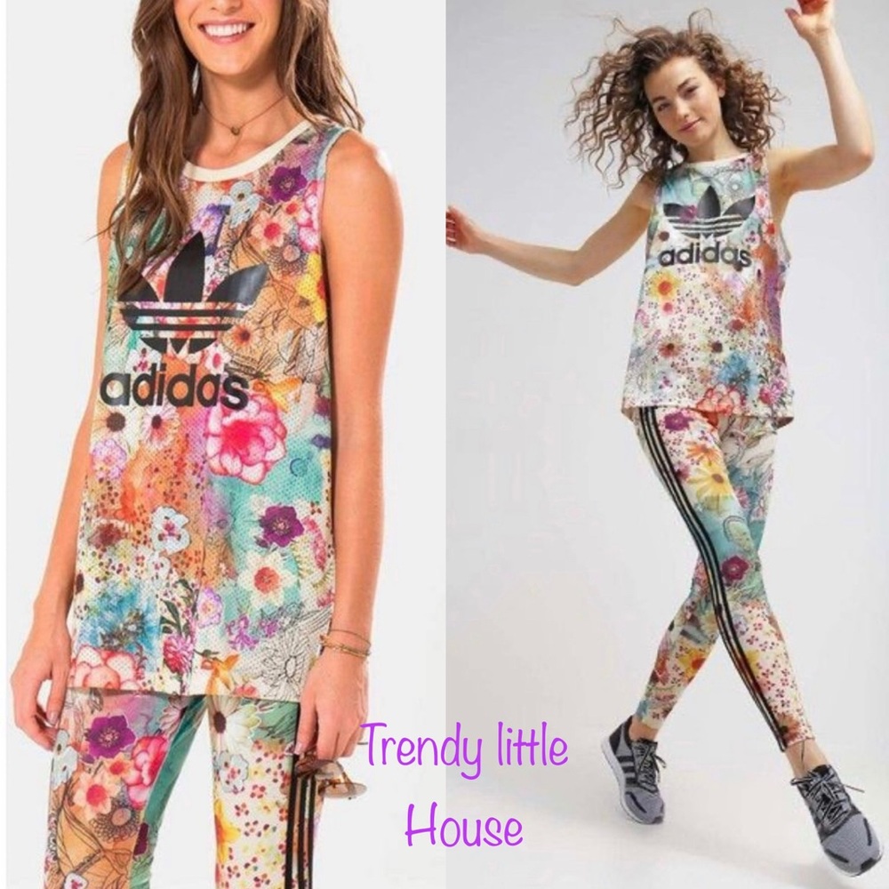 8)  Rare Adidas original farm confete floral set S